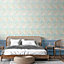 Hoopla Walls Chrysanthemum  Duckegg Blue Smooth Matt Wallpaper