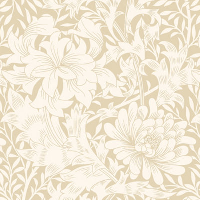 Hoopla Walls Chrysanthemum Flax Smooth Matt Wallpaper