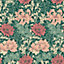 Hoopla Walls Chrysanthemum  Green & Pink Smooth Matt Wallpaper