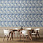 Hoopla Walls Chrysanthemum  Indigo Blue Smooth Matt Wallpaper