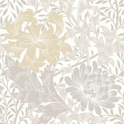 Hoopla Walls Chrysanthemum Natural Stone Smooth Matt Wallpaper | DIY at B&Q