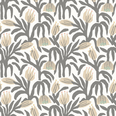 Hoopla Walls Chunky Flower Black & White Smooth Matt Wallpaper