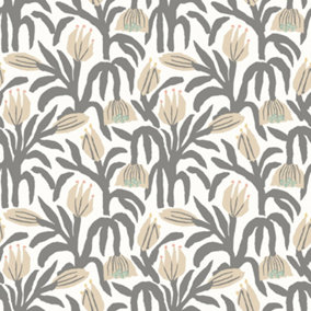 Hoopla Walls Chunky Flower Black & White Smooth Matt Wallpaper