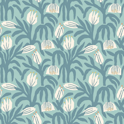 Hoopla Walls Chunky Flower Denim Smooth Matt Wallpaper