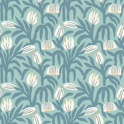 Hoopla Walls Chunky Flower Denim Smooth Matt Wallpaper