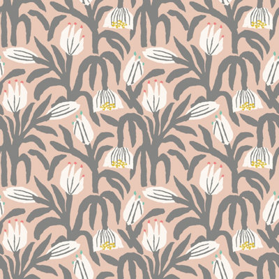 Hoopla Walls Chunky Flower Powder Puff Smooth Matt Wallpaper