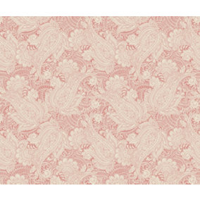 Hoopla Walls Coral Pink Paisley Smooth Matt Wallpaper