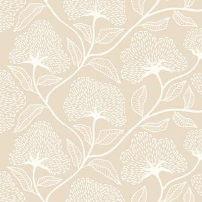 Hoopla Walls Dash Trail - Oatmilk 10m Wallpaper