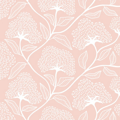 Hoopla Walls Dash Trail - Rose Blush 10m Wallpaper