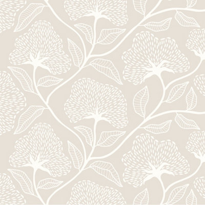 Hoopla Walls Dash Trail - Soft Fossil 10m Wallpaper