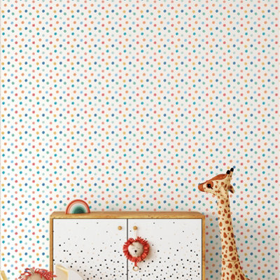 Hoopla Walls Dotty Teal Mix 10m Wallpaper