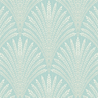 Hoopla Walls Duck Egg Blue Leaf Fan Smooth Matt Wallpaper DIY at B&Q