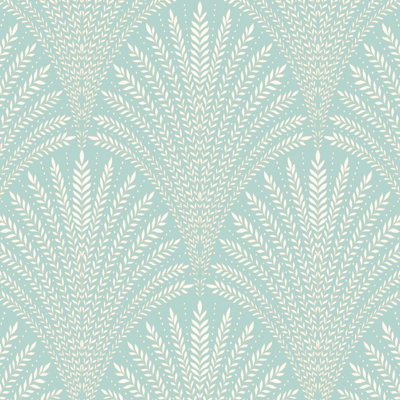 Hoopla Walls Duck Egg Blue Leaf Fan Smooth Matt Wallpaper