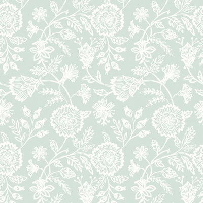 Hoopla Walls Evelyn Trail - Soft Petrol 10m Wallpaper