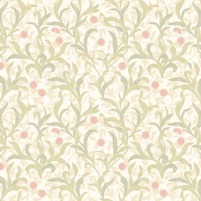Hoopla Walls Floral Trail Sage & Coral Wallpaper