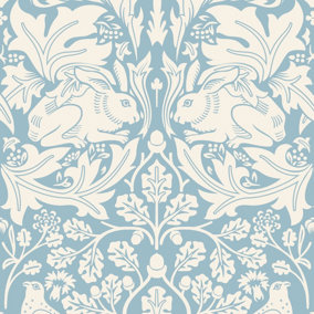 Hoopla Walls Forest Rabbit Blue Smooth Matt Wallpaper