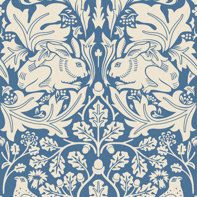 Hoopla Walls Forest Rabbit Navy Blue Smooth Matt Wallpaper