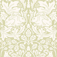 Hoopla Walls Forest Rabbit Pale Green Smooth Matt Wallpaper