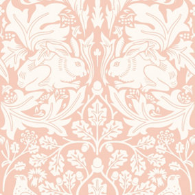 Hoopla Walls Forest Rabbit Soft Pink Smooth Matt Wallpaper