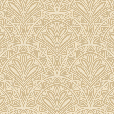 White and gold geometric floral motif art deco Pattern Wallpaper for Walls  | Palais de Deco
