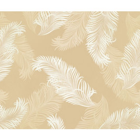 Hoopla Walls Gold Feathers Smooth Matt Wallpaper