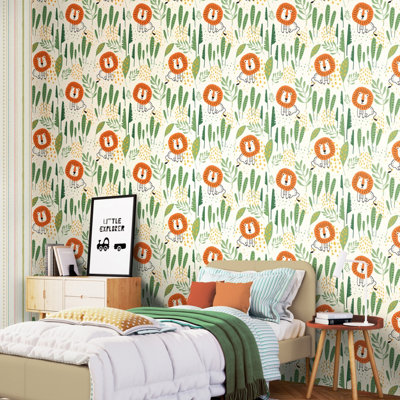 Hoopla Walls Happy Lion Ginger 10m Wallpaper