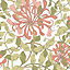 Hoopla Walls Honeysuckle Leaf Trail Coral Pink Smooth Matt Wallpaper