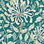 Hoopla Walls Honeysuckle Leaf Trail Dark Jade Smooth Matt Wallpaper