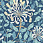 Hoopla Walls Honeysuckle Leaf Trail Navy Blue Smooth Matt Wallpaper