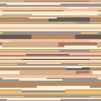 Hoopla Walls Horizontal Stripe Brown 10m Wallpaper Matt Smooth