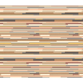 Hoopla Walls Horizontal Stripe Brown 10m Wallpaper Matt Smooth