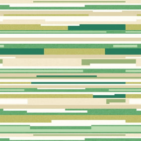 Hoopla Walls Horizontal Stripe Green 10m Wallpaper Matt Smooth