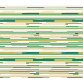 Hoopla Walls Horizontal Stripe Green 10m Wallpaper Matt Smooth