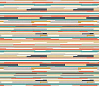 Hoopla Walls Horizontal Stripe Orange & Blue 10m Wallpaper Matt Smooth