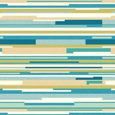 Hoopla Walls Horizontal Stripe Teal Blue Matt Smooth 10m Wallpaper