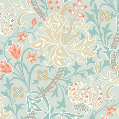 Hoopla Walls Lily Ogee Duckegg Blue Smooth Matt Wallpaper