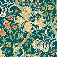 Hoopla Walls Lily Ogee Emerald Green Smooth Matt Wallpaper