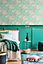 Hoopla Walls Lily Ogee Mint Green Smooth Matt Wallpaper
