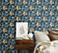 Hoopla Walls Lily Ogee Navy Blue Smooth Matt Wallpaper