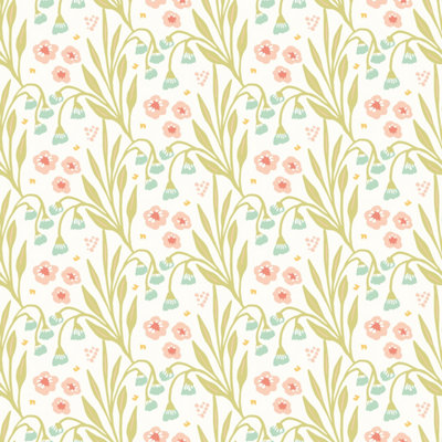 Hoopla Walls Meadow Stripe Peach & Duck Egg Smooth Matt Wallpaper