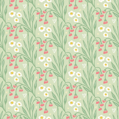 Hoopla Walls Meadow Stripe Pistachio Smooth Matt Wallpaper