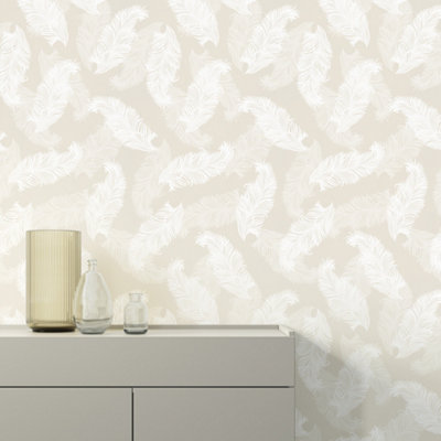 Hoopla Walls Natural Feathers Smooth Matt Wallpaper