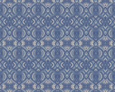 Hoopla Walls Navy Blue Ogee Damask Smooth Matt Wallpaper