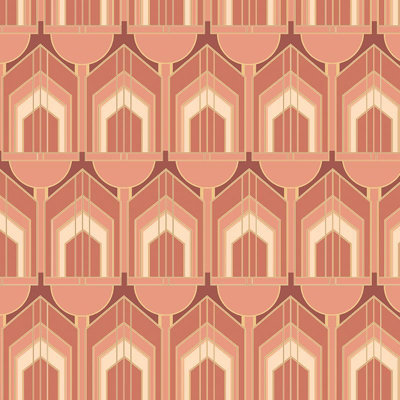 Hoopla Walls Orange Deco Arch Smooth Matt Wallpaper