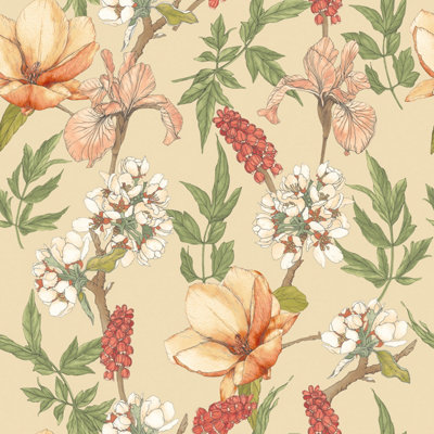 Hoopla Walls Orchid Bloom Amber Smooth Matt Wallpaper