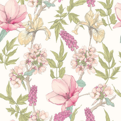 Hoopla Walls Orchid Bloom Sweet Pea Smooth Matt Wallpaper