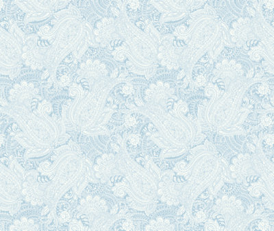 Hoopla Walls Pale Blue Paisley Smooth Matt Wallpaper