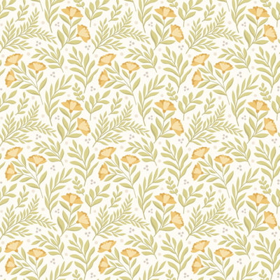 Hoopla Walls Petite Posy Citrus Sun Smooth Matt Wallpaper