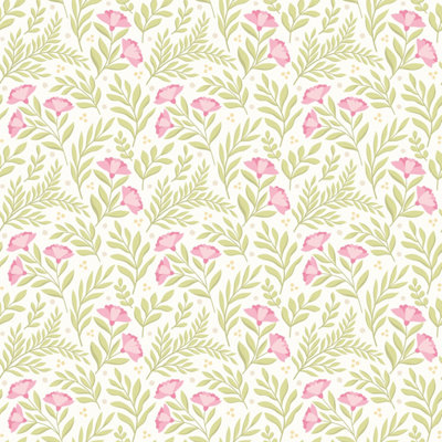 Hoopla Walls Petite Posy Rose & Apple Smooth Matt Wallpaper