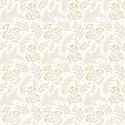 Hoopla Walls Petite Posy Stone & Linen Smooth Matt Wallpaper